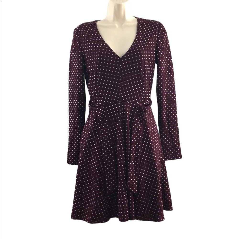 Hutch Red White Diamond Print‎ Tie Front Fit & Flare Mini Dress Womens XS